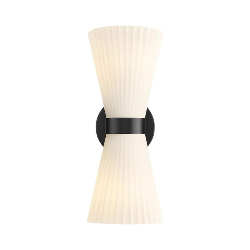 2 Light lighting and fixtures matte black wall sconce glass, metal wall lighting