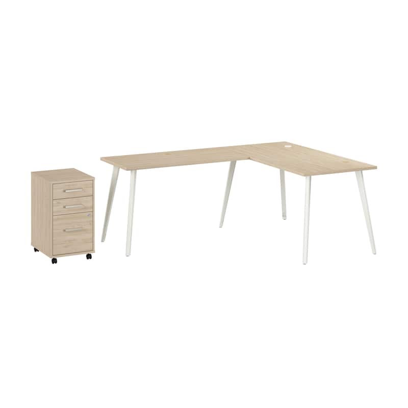 Bush Business Furniture Vista 60W L Shaped Desk with Mobile Cabinet