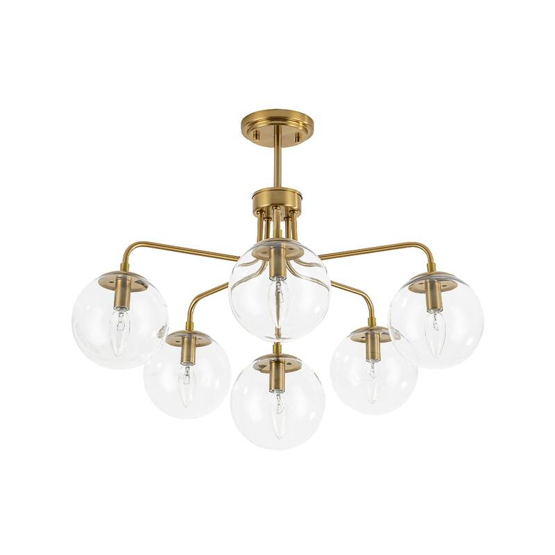 Contemporary 6-Light Round Sputnik Clear Glass Globe Chandelier 25.2in