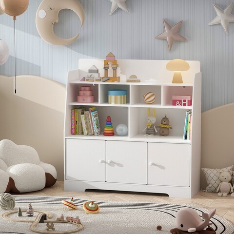 Kids Toy Storage Organizer with Bookcase, Children Bookshelf and Toy
