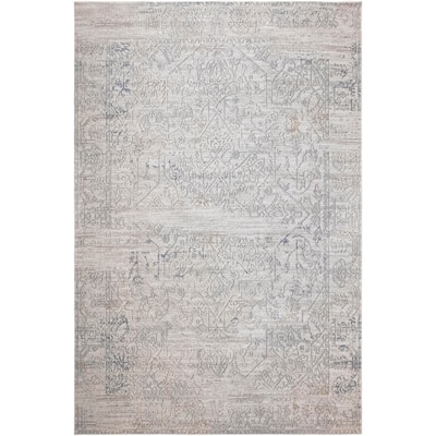 Distressed Phlox Beige Grey Rug