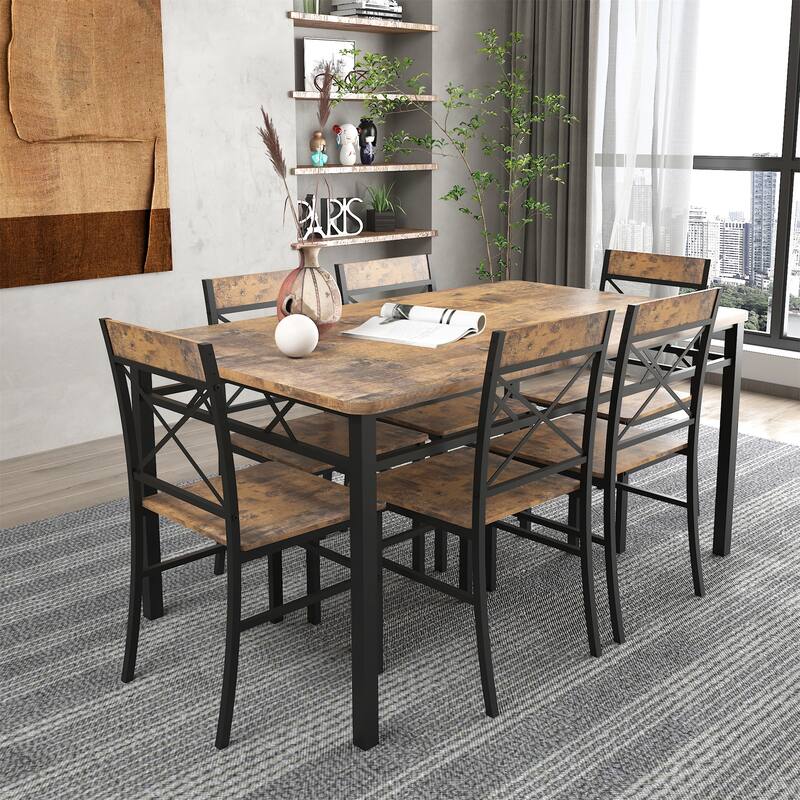 Dining Table Set with 6 Chairs Perfect for Small Space