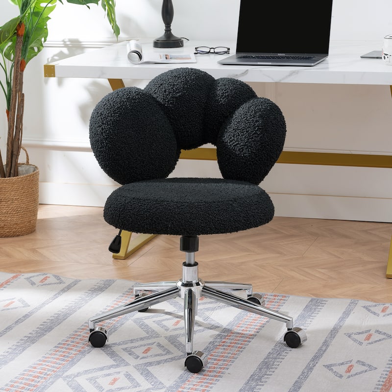 360°Swivel Height Adjustable,Swivel Chair,Teddy fabric, home office chair for Living Room Bedroom