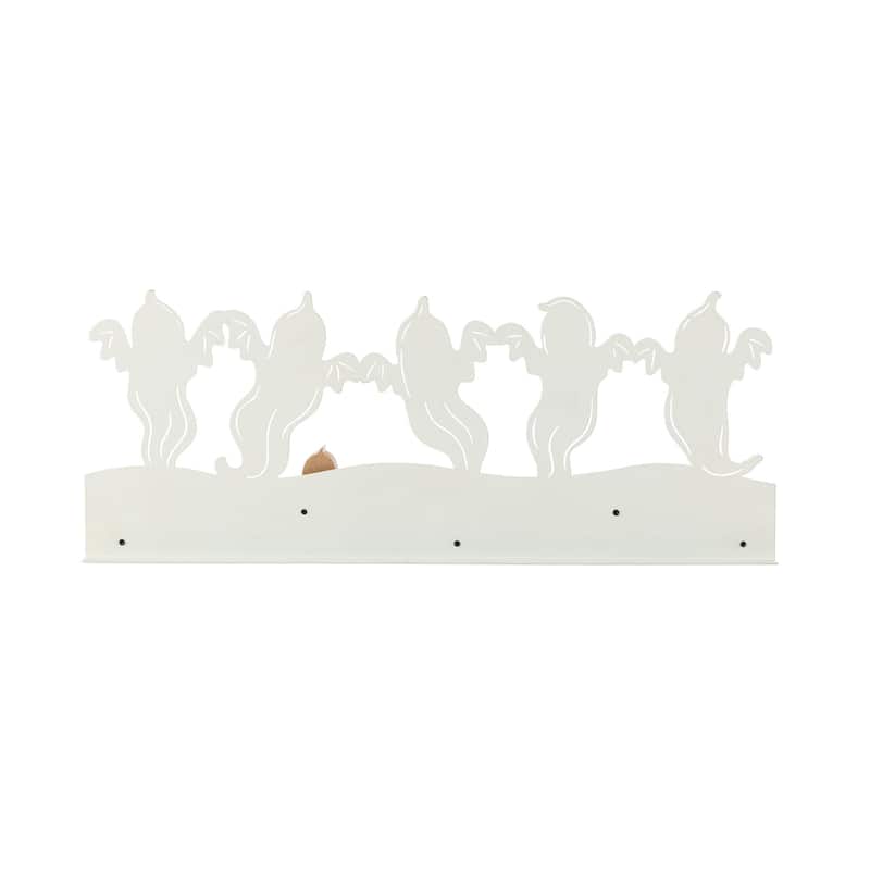 Glitzhome 18"L Happy Halloween Wooden Metal Dancing Witch or Ghost Countdown Calendar Table Decor