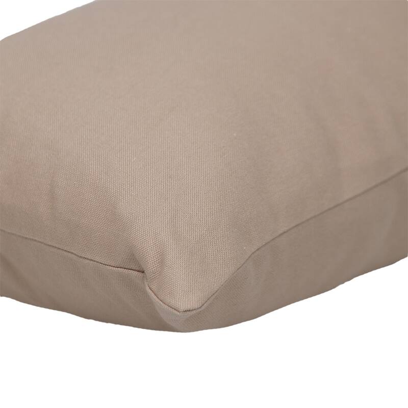 HomeRoots 12" X 18" Beige Cotton Lumbar Throw Pillow