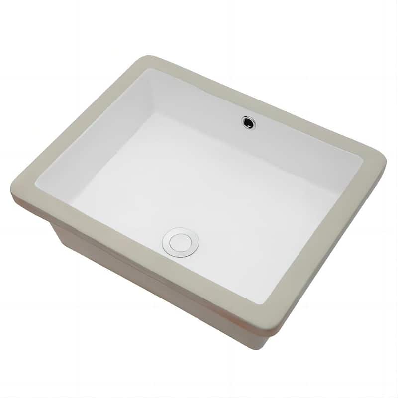 Dornberg 20"x15.5" White Ceramic Rectangular Undermount Bathroom Sink with Overflow - White