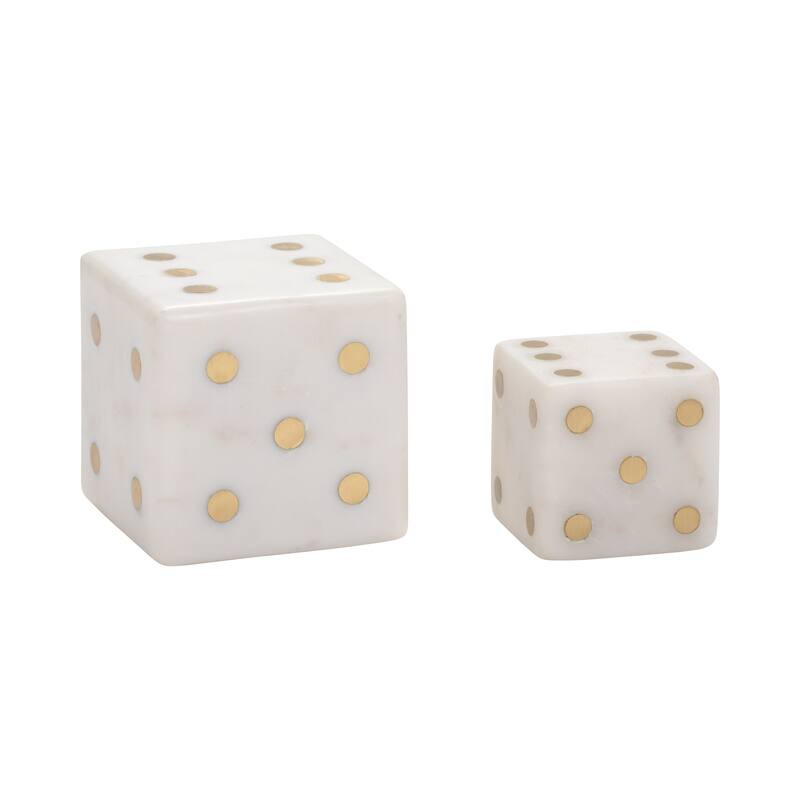 Sagebrook Home Luxury Marble and Steel Dice - Exclusive Home Decor Games for Sophisticated Fun, Set of 2 - 4" x 4" x 4"