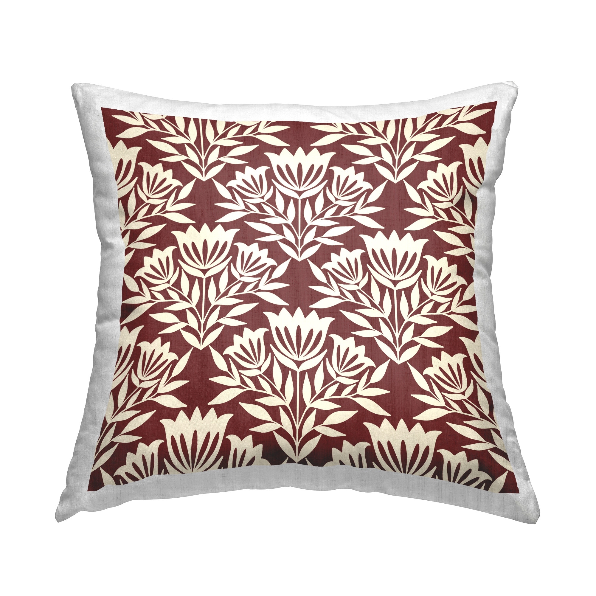 Stupell Traditional Maroon Flower Arrangement Cream Pattern Printed Throw Pillow by Taylor Shannon Designs