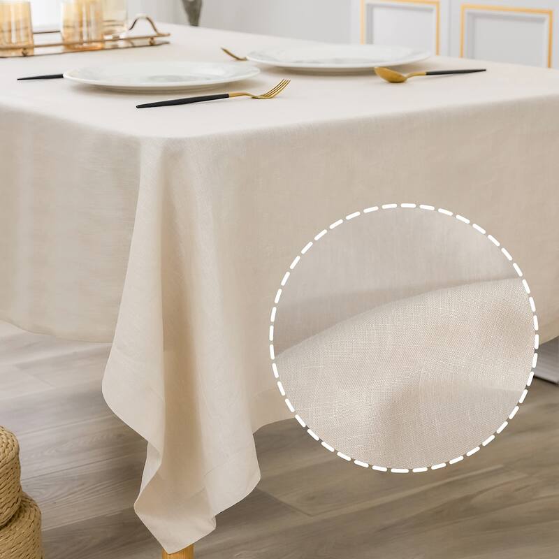 DriftAway 100 Percent Pure Linen Rectangle Decorative Table Cloth