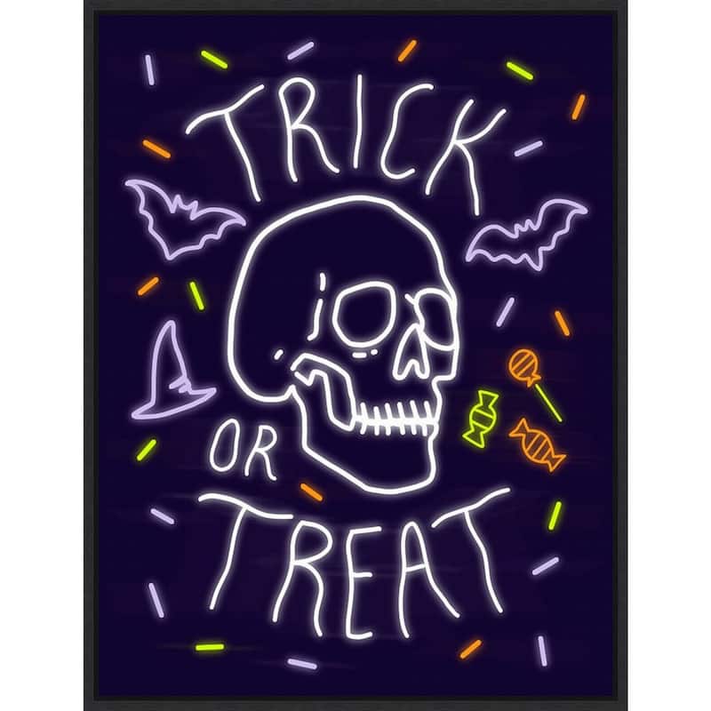 Amanti Art Neon Halloween I Framed Canvas Wall Art