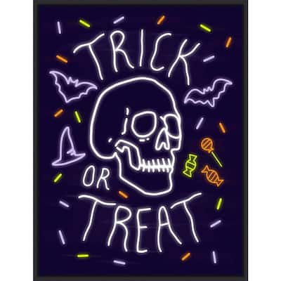 Amanti Art Neon Halloween I Framed Canvas Wall Art