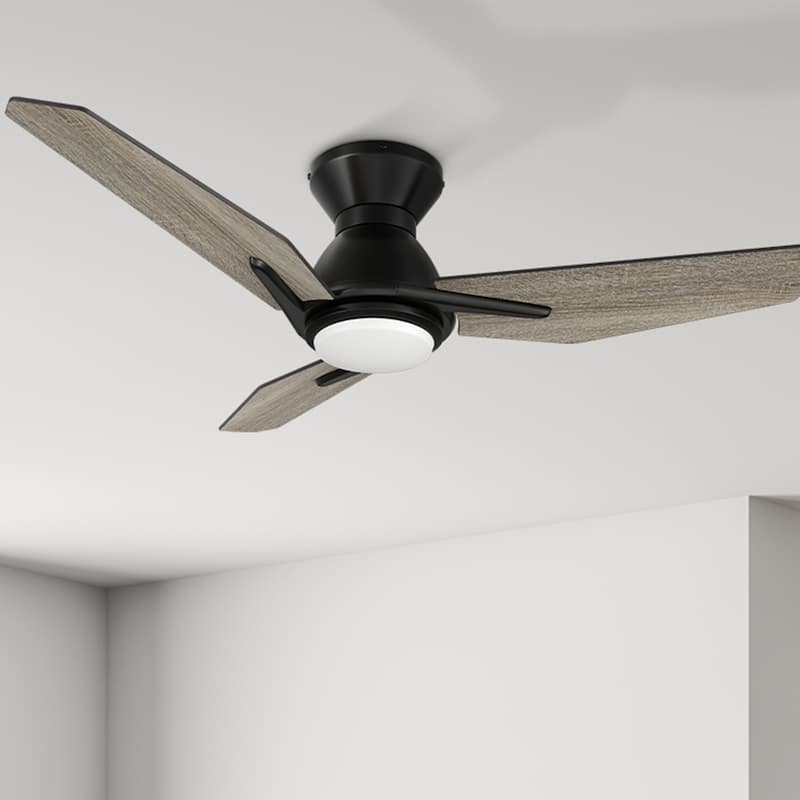 CARRO Jaiden 44" 3-Blade Smart Ceiling Fan with Light and Remote-Flush Mount - Black/Wooden pattern - Remote
