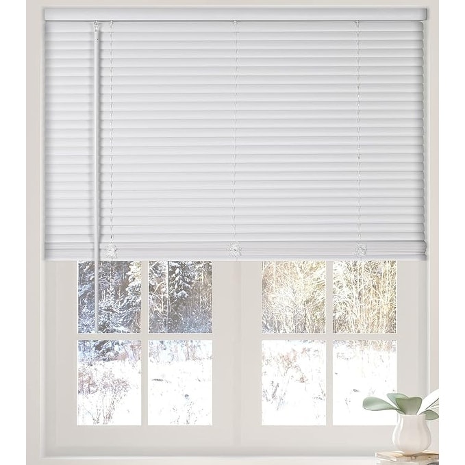 Calyx Interiors White Cordless 1-Inch Vinyl Light Filtering Mini Blind