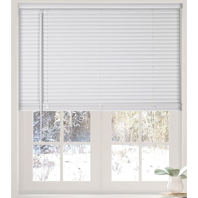 Calyx Interiors White Cordless 1-Inch Vinyl Light Filtering Mini Blind