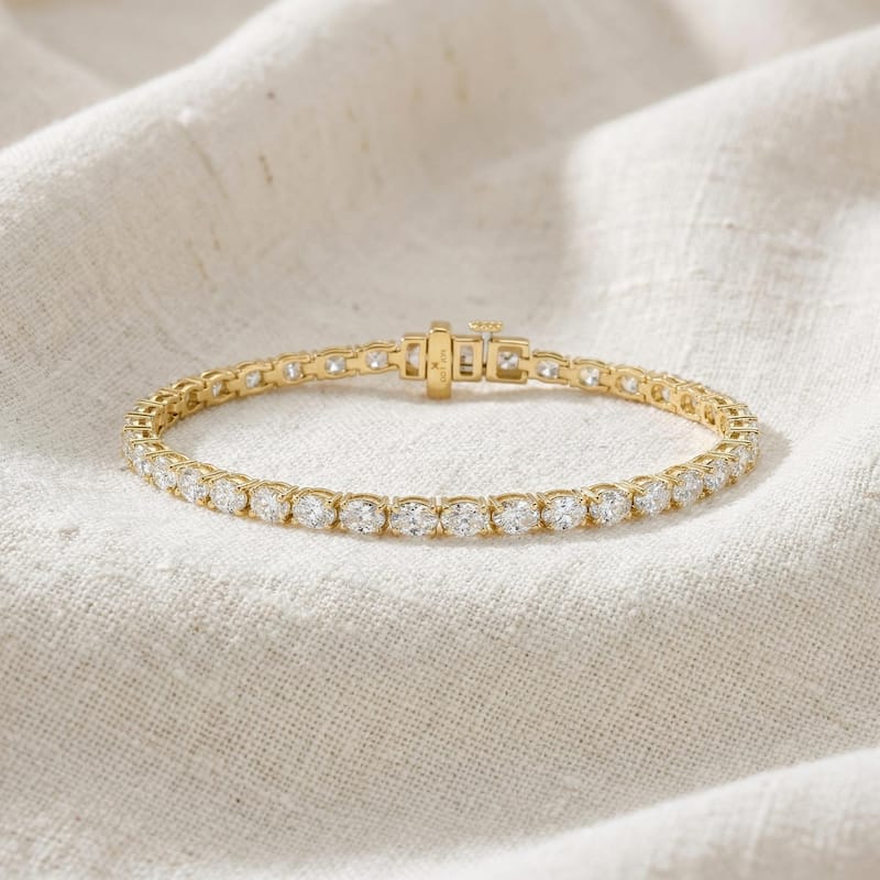 Bliss Diamond 4.5Ct Oval Cut Diamond Tennis Bracelet 7" Yellow Gold Lab Grown
