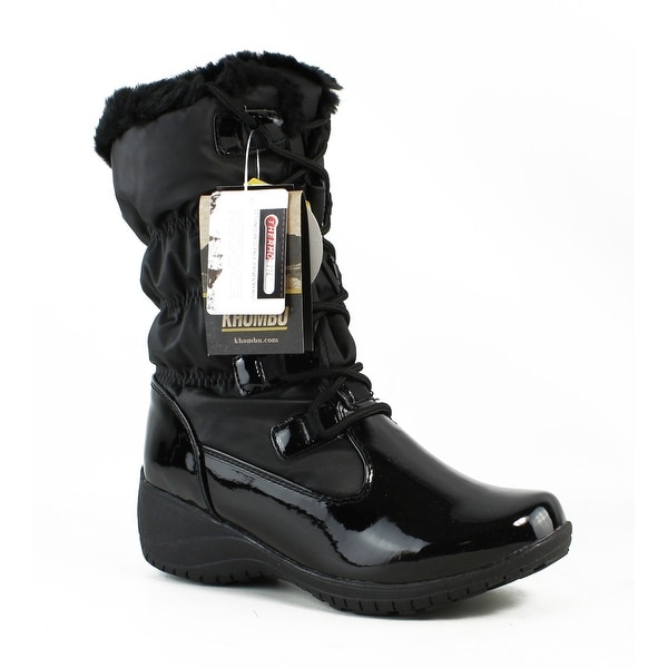 black patent snow boots