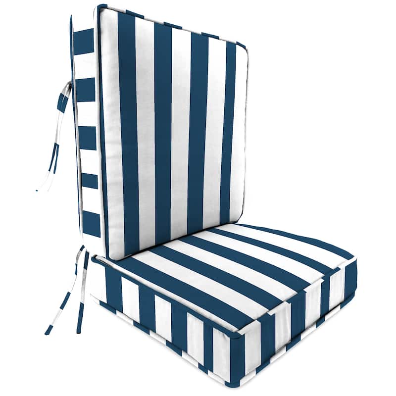 22" x 45" Outdoor Deep Seat Chair Cushion Set with Ties - 45'' L x 22'' W x 4'' H - Awning Navy