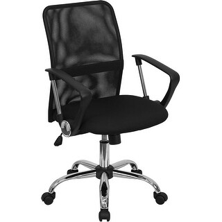 Mid-Back Black Mesh Swivel Office Chair with Lumbar Support and ...