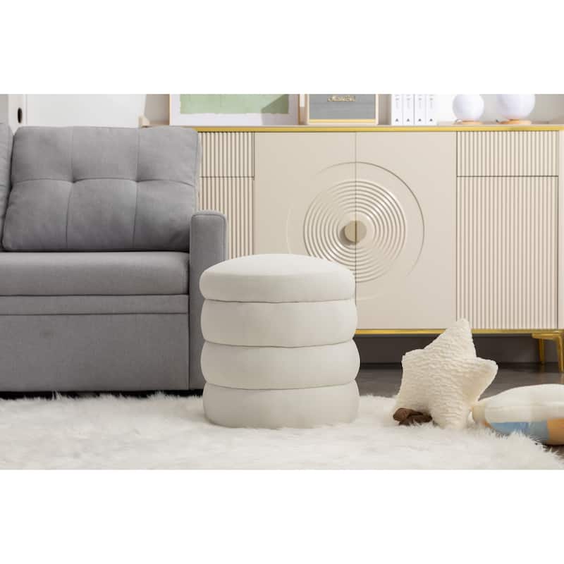 Velvet Round Ottoman Footrest Stool