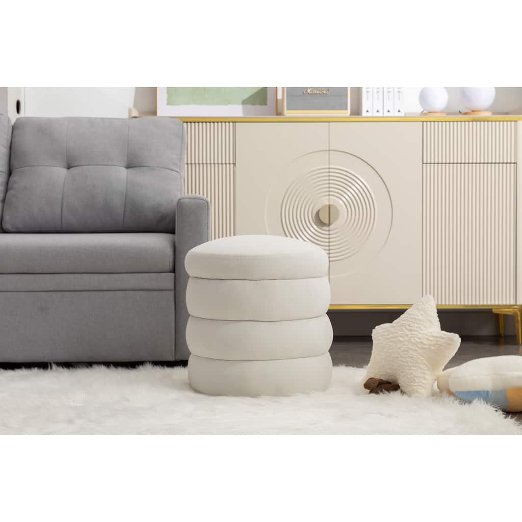 Velvet Round Ottoman Footrest Stool