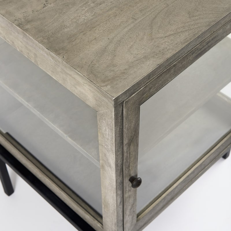 24" Tall Modern Square Side End Table with Mango Wood Top and Metal Frame and Shelf for Living Room - 22”L x 22”W x 24”H