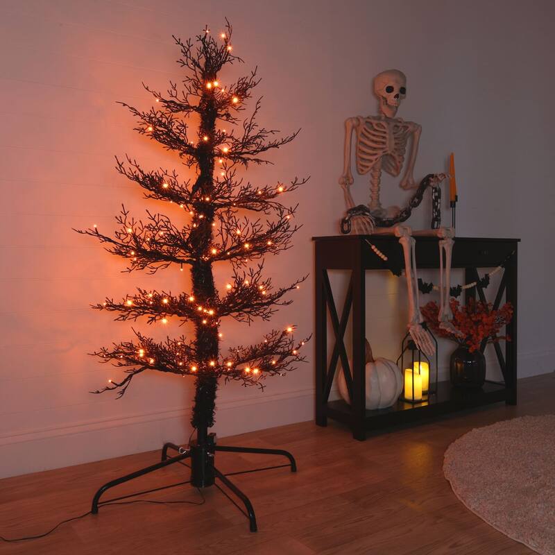 Haunted Hill Farm 5-ft. Dancing Halloween Tree with Orange LED Lights and Sound