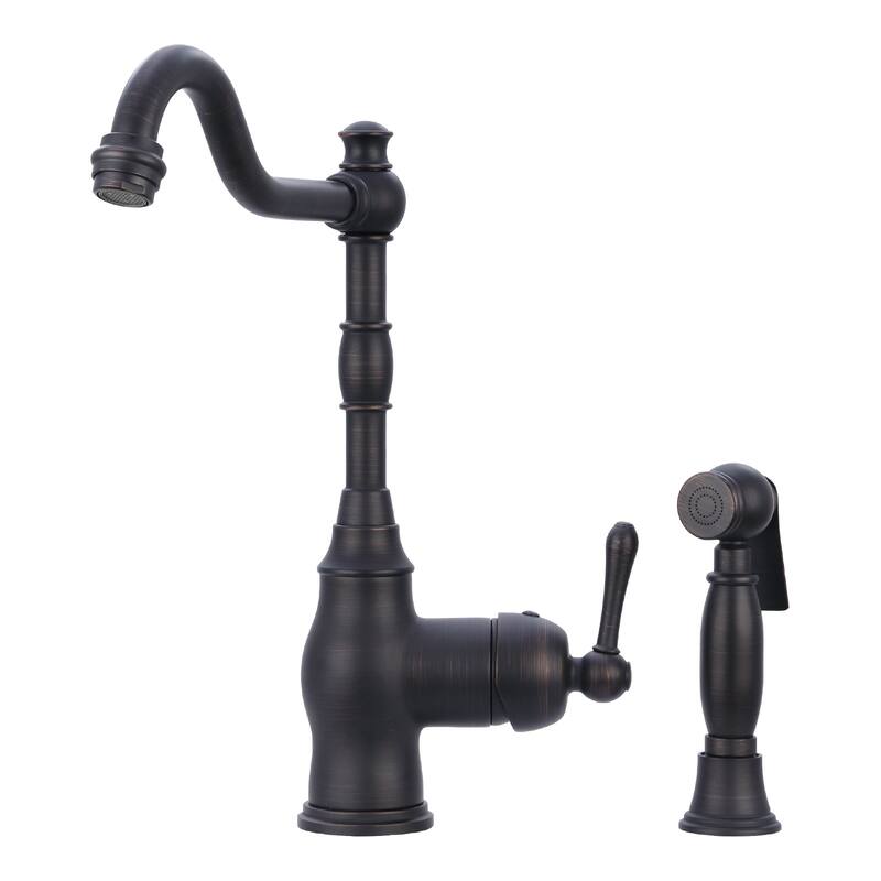 One-Handle Copper Widespread Kitchen Faucet with Side Sprayer - Oil Rubbed Bronze