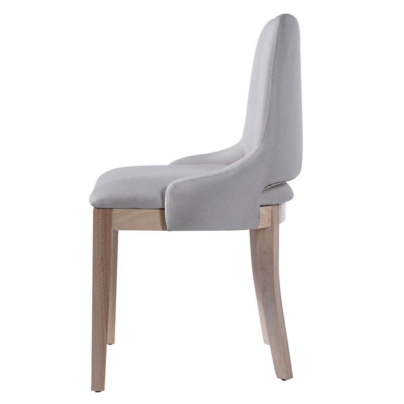 Wooden Dining Chairs Set of 2, Linen Upholstered Accent Kitchen Chair Dining Room Chairs, Farmhouse Style Dining Chair