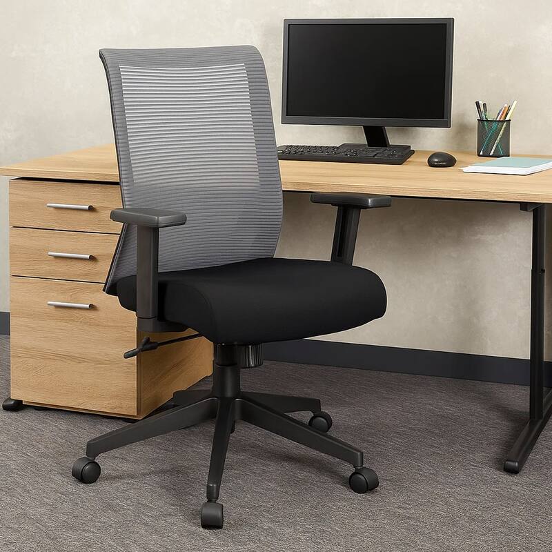 Zara Rolling Task Chair, Grey Black Mesh, Synchro-Tilt and Gas Lift