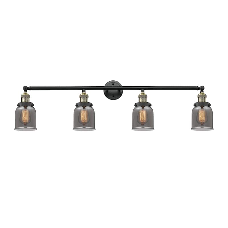 Innovations Lighting Small Bell 4 Light 43" Wide Bathroom Vanity Light - Black Antique Brass / Plated Smoked