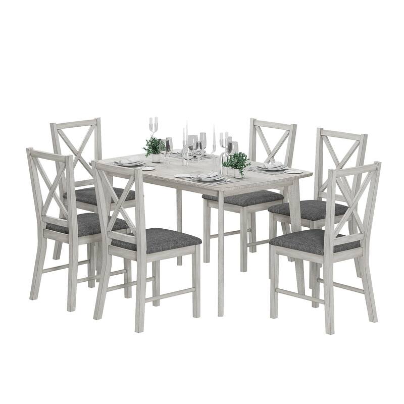 Javlergo Kitchen Table and Chairs for 4/6 Dining Room Table Set,Wood Elegant Kitchen Sets