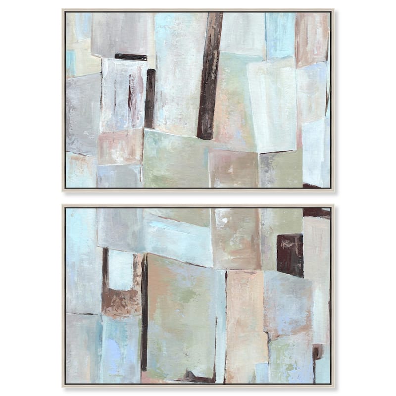 Crossed Lines Canvas Set of 2 by Art Remedy - 45" x 30" - Silver
