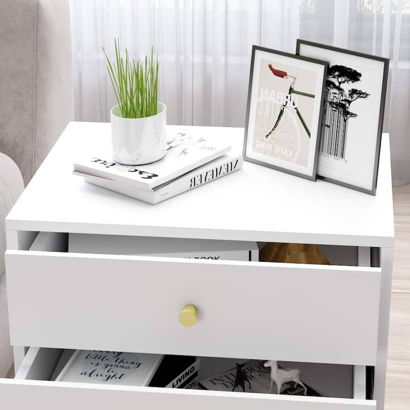 2-Drawer Nightstand With One-Shelf