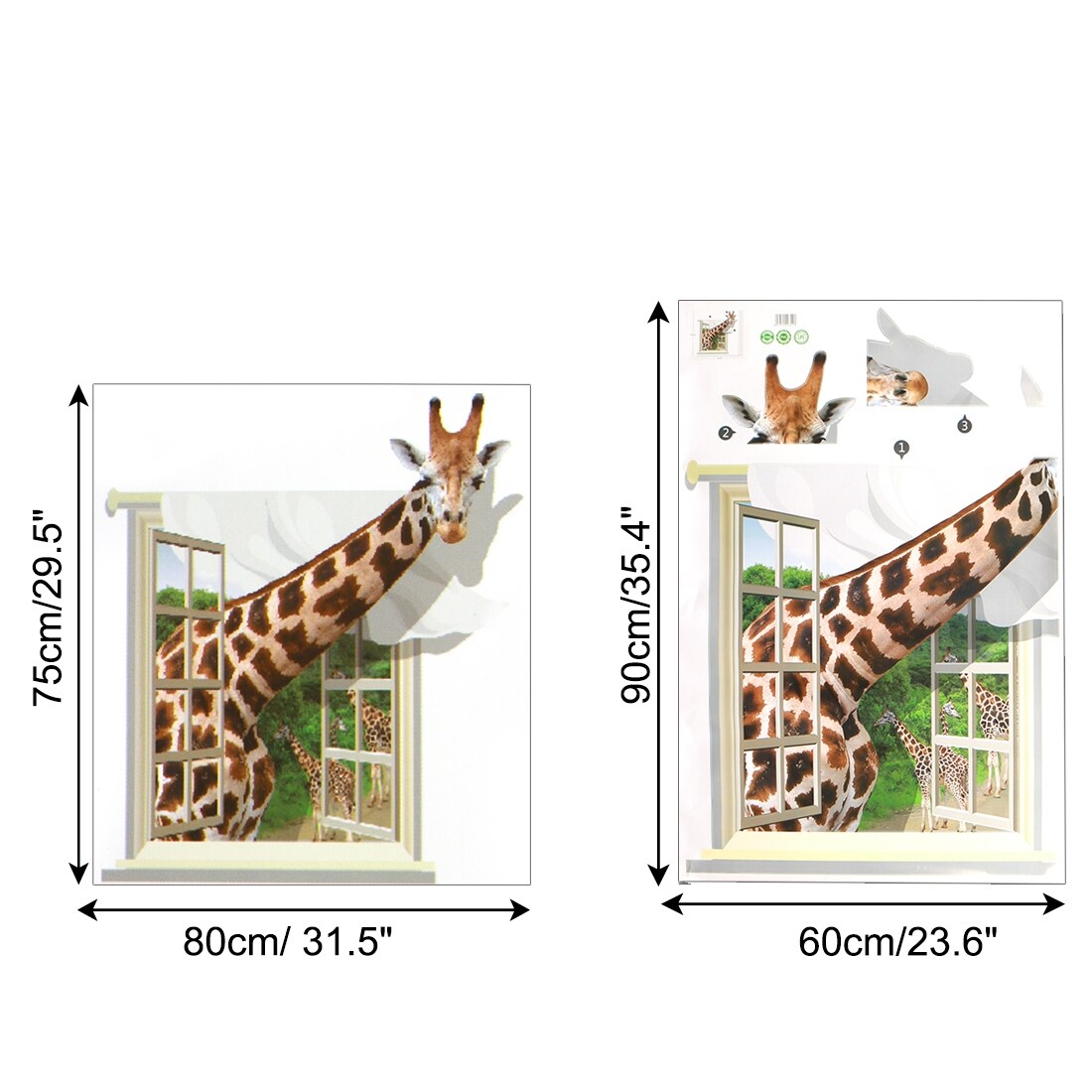 Shop Giraffe Pattern Removable 3d Wall Stickers Self Stick Murals