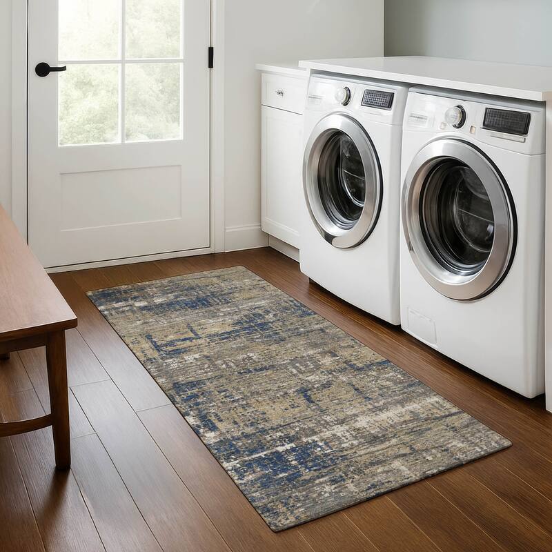 Premium Washable Super Soft Modern Hatch Mayfield Rug - Navy - 2'3" x 7'6"
