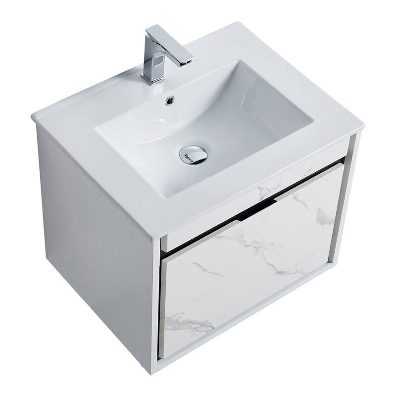Fine Fixtures - Wall Mount Bathroom Vanity And Sink, Knob Free Design - Alpine Collection -