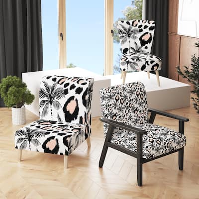 Designart "Black Palm Trees " Upholstered Cabin & Lodge Accent Chair and Arm Chair
