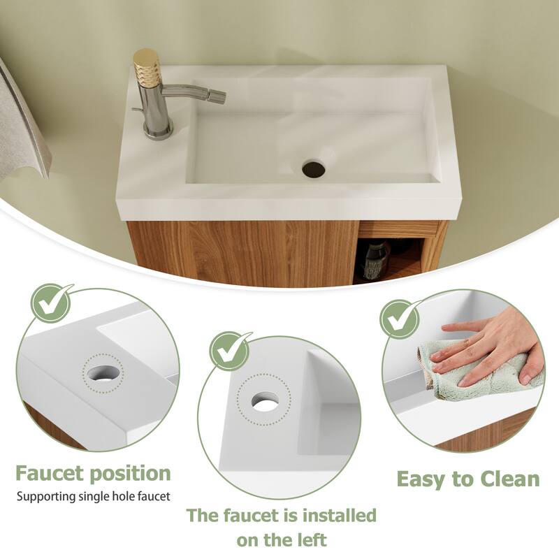 20" Floating Bathroom Vanity with Sink, Mini Wall Mounted Bathroom Vanity with Soft Close Door