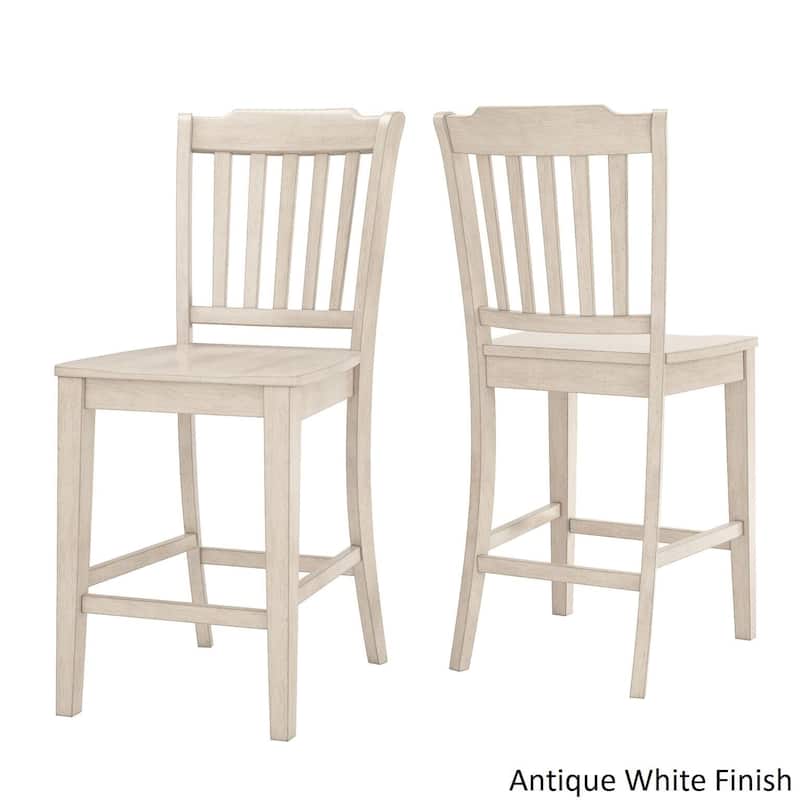 Elena Berry Red Extendable Counter Height Dining Set - Slat Back by iNSPIRE Q Classic - 5-Piece Set - Antique White Chairs w Berry Red Table