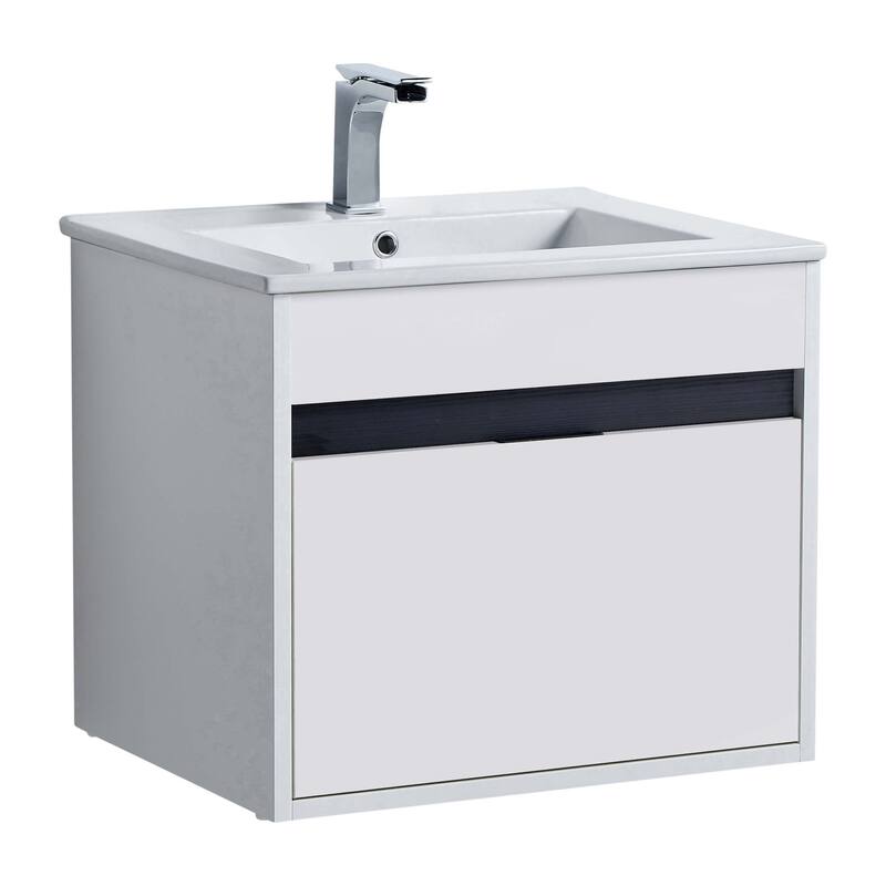 Fine Fixtures - Wall Mount Bathroom Vanity And Sink, Knob Free Design - Alpine Collection - - 20" - White Matte