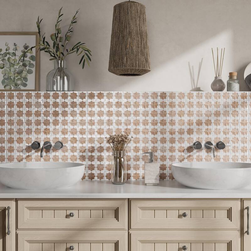 Merola Tile Tetuan Astre Cotto White 12-1/8" x 21-7/8" Porcelain Wall Tile