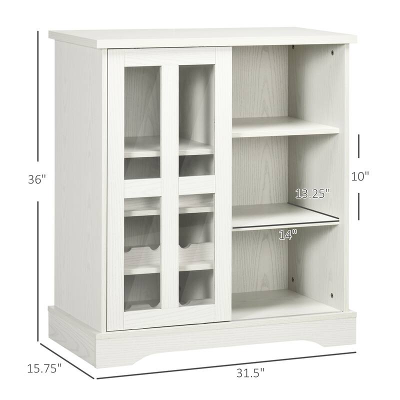 HOMCOM Modern Buffet Cabinet, Kitchen Sideboard with Wine Racks, Sliding Glass Door, Storage Shelves for Living Room