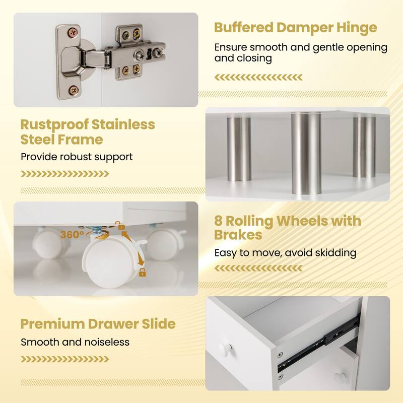 Gymax Manicure Table Nail Desk w/ Electric Dust Collector 3 Dust Bags