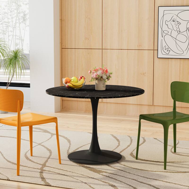 Modern Round Dining Table End Table Leisure Coffee Table with Metal Base
