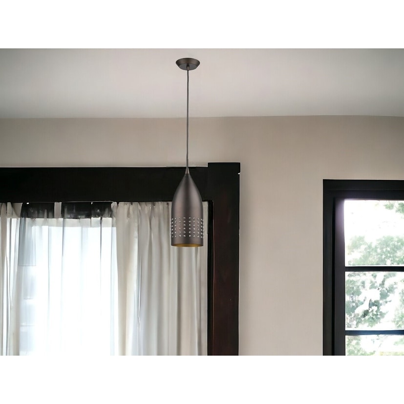 HomeRoots Bronze Hanging Light with Glass Studs - 4.5' X '11' X '4.5
