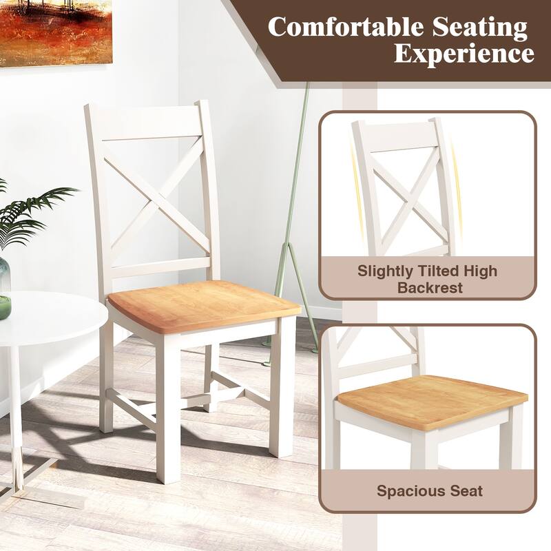 Gymax Modern Wooden Dining Chairs Set of 4 w/ High Back Rubber Wood