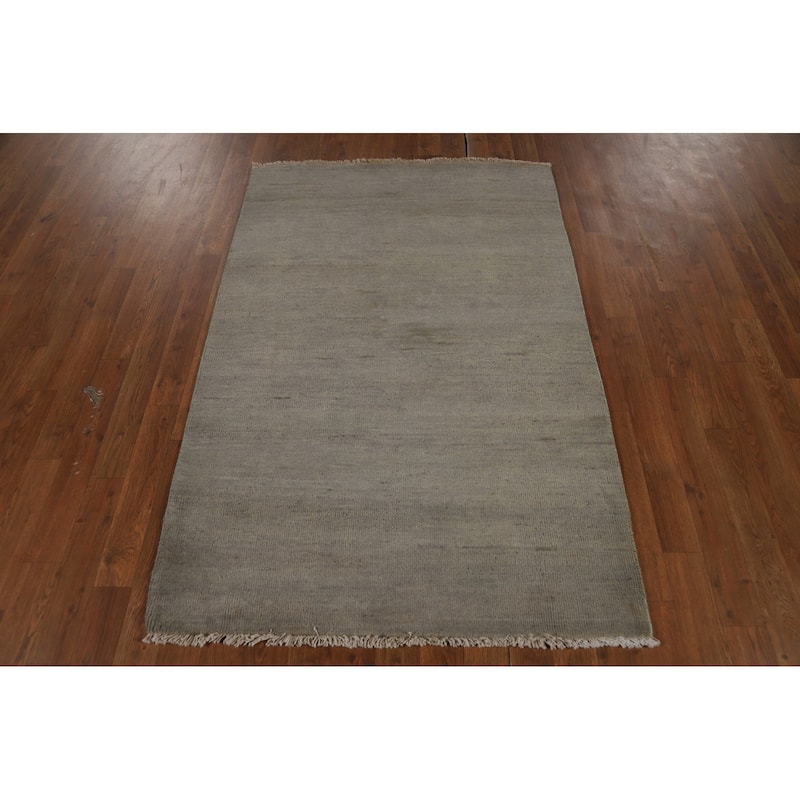 Green & Gray Gabbeh Oriental Rug Handmade Wool Carpet - 3'4" x 5'0"