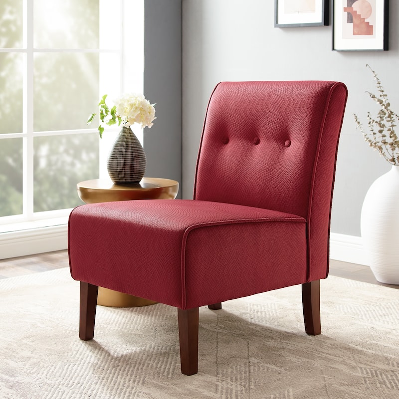 Linon Cumberland Red Button Tufted Lounge Chair