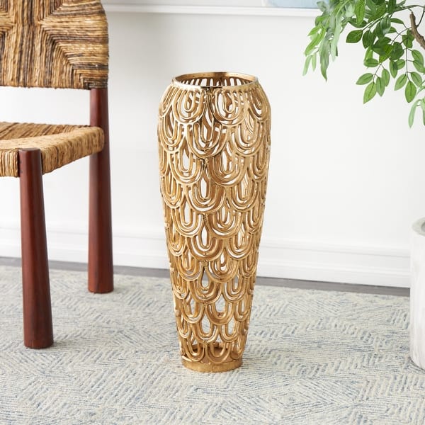 Gold Aluminum Metal Art Deco Inspired Arched Geometric Vase - Bed Bath & Beyond
