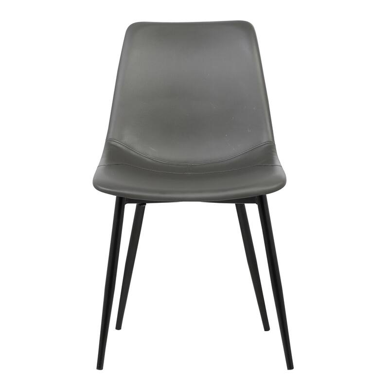 Black/Gray Faux Leather Upholstered Metal Frame Dining Chair, Sturdy Dining Chair for Dining Rooms - 19.5